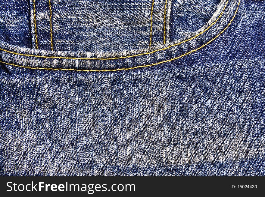 Right pocket of jeans pants texture.