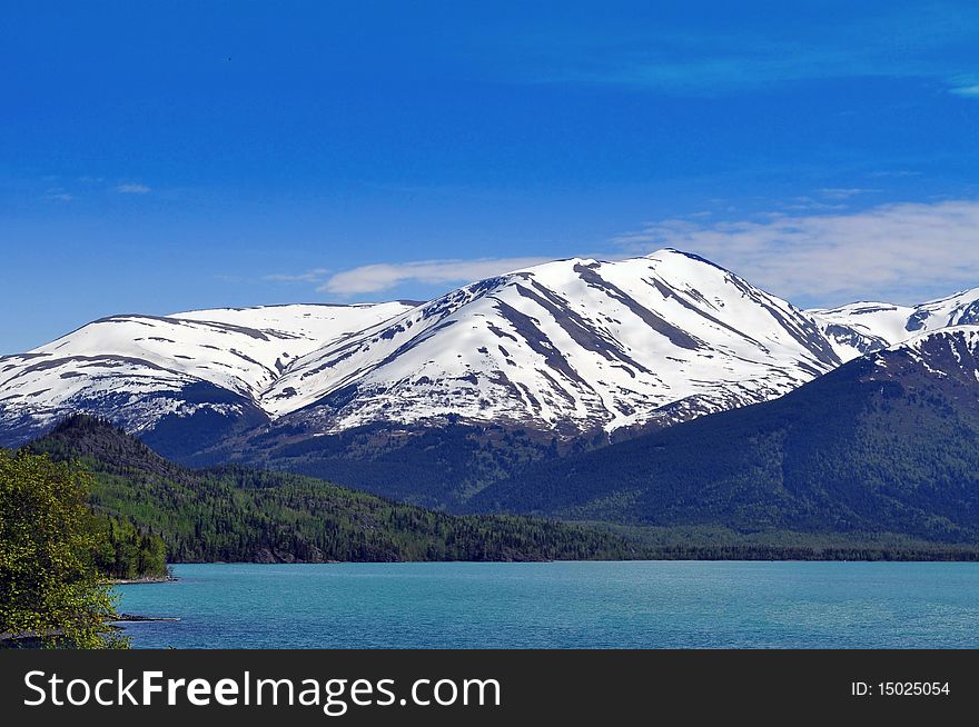 Lake and mountains in Alaska