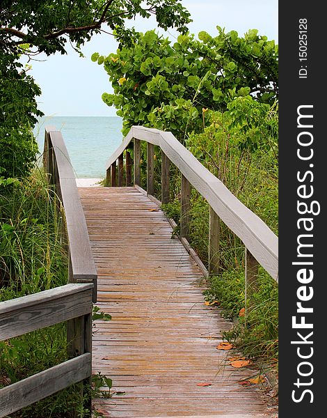 A wooden foot bridge on Sanibel Island, Florida. A wooden foot bridge on Sanibel Island, Florida