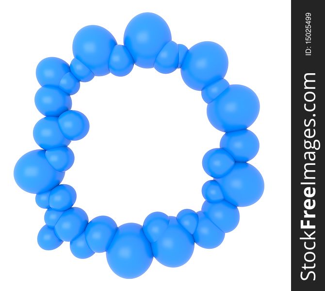Blue balloons frame isolated on white
