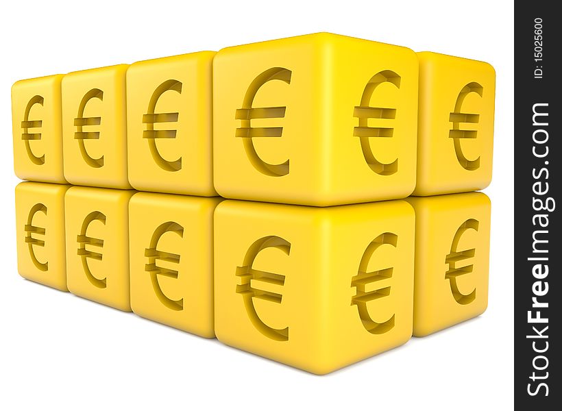 Cubes with euro sign isolated on white