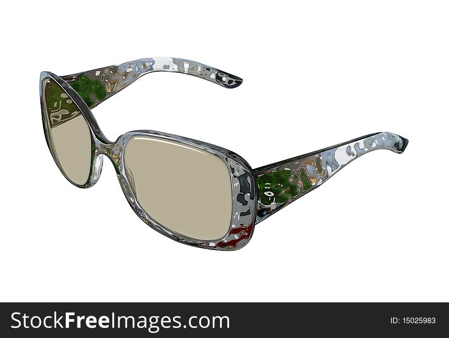 The sunglasses made of material resembling quicksilver
