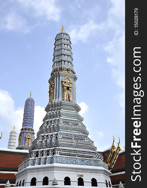 Ancient Blue Mosiac Thailand Pagoda