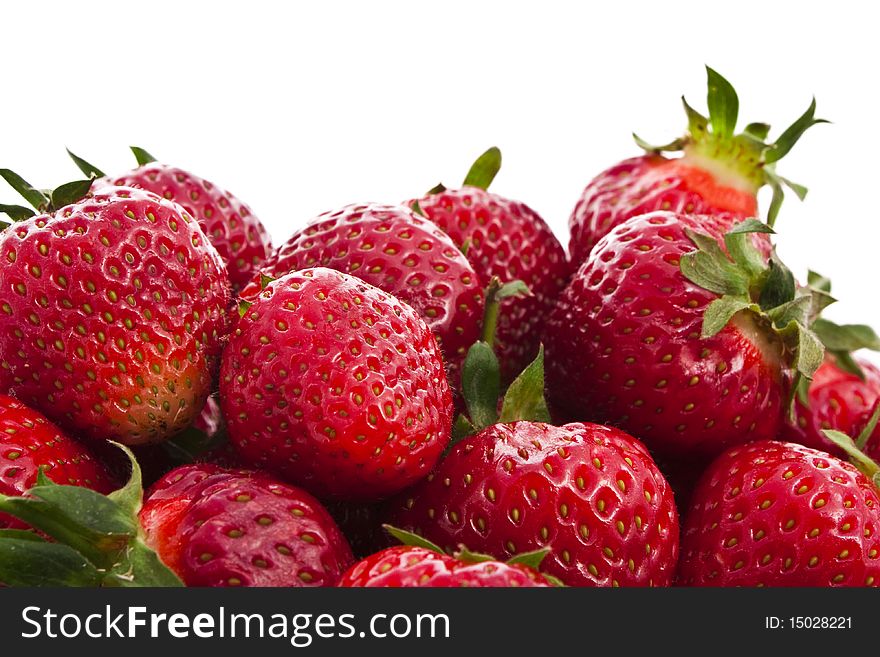 Strawberries isolated on white close-up