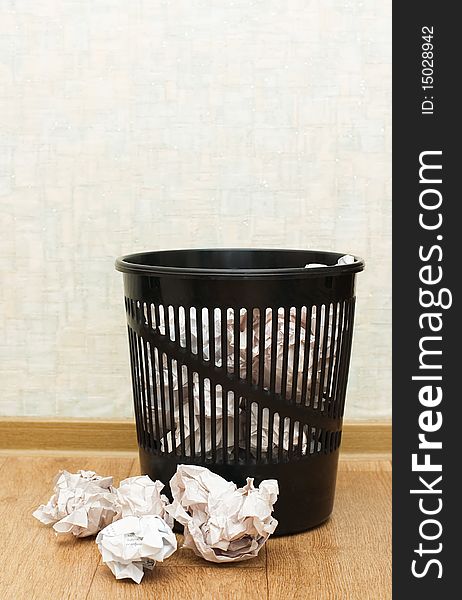 Basket for garbage In a room still life