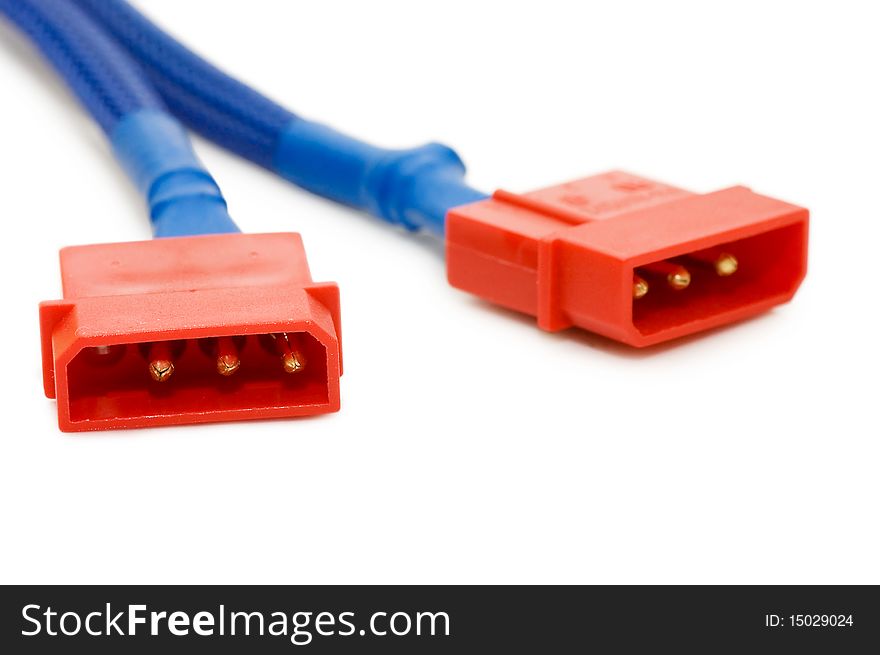 Computer cables isolated over white