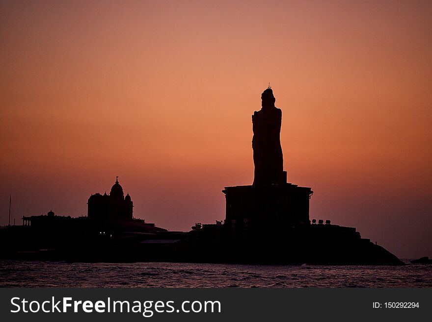 Sunrise above the sea Kanyakumari Comorin cape India