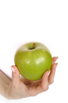 Green Apple In A Beautiful Hand Of Woman Royalty Free Stock Images Green Apple In A Beautiful Hand Of Woman Royalty Free Stock Images