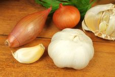 Shallot And Garlic Spices Stock Images
