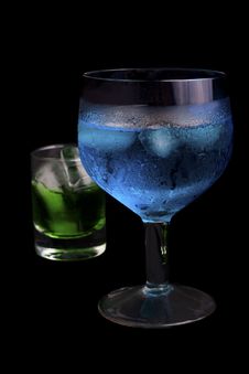 Blue Curacao And Absinthe In A Glass Stock Photos Blue Curacao And Absinthe In A Glass Stock Photos