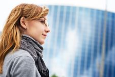 The Girl On A Background Of A Building Stock Images The Girl On A Background Of A Building Stock Images