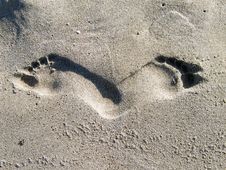 Human Footprints On A Beach Royalty Free Stock Photography Human Footprints On A Beach Royalty Free Stock Photography