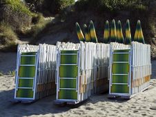 Deck Chairs On A Beach Royalty Free Stock Photo