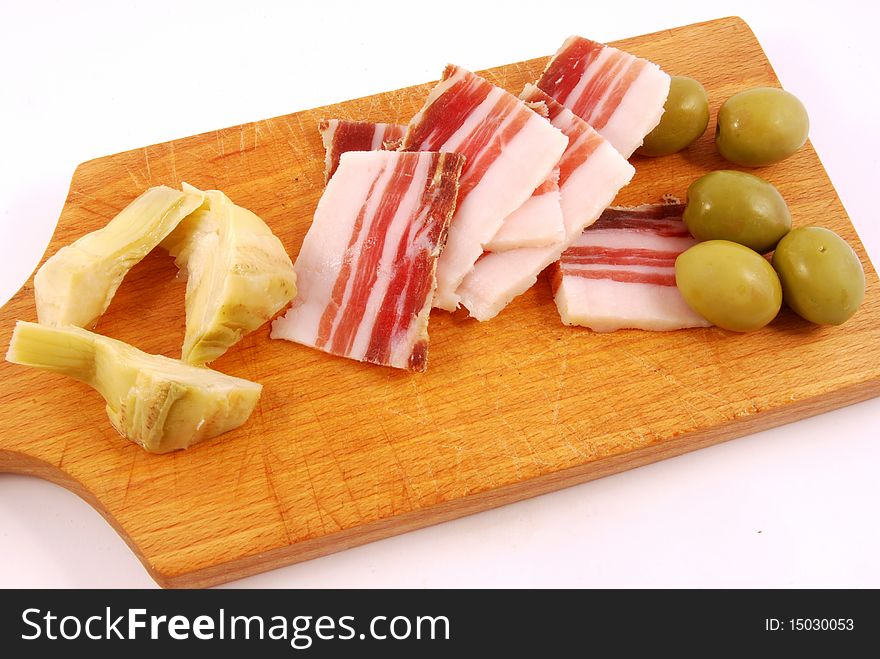 Bacon, Green Olives, Artichokes