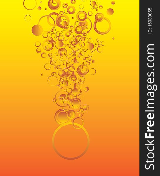 Yellow and orange abstract bubbles floating to the surface