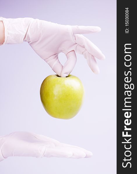 Scientist Holding Apple