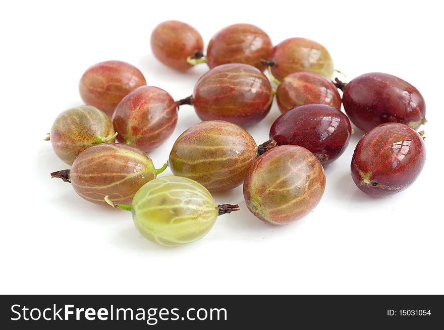 Gooseberries on a white background