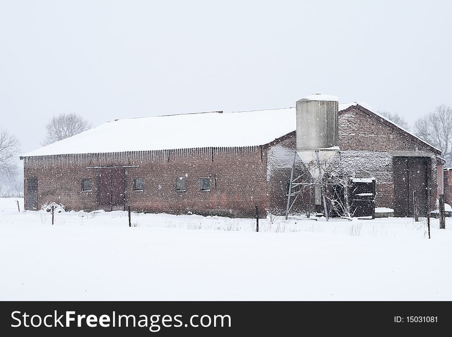 An old barn in the winter