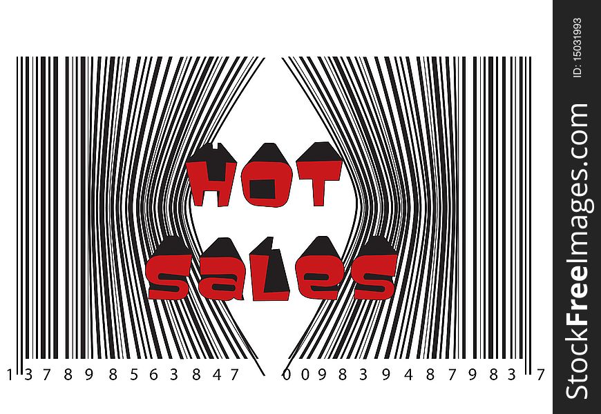 Bent bar codes with red hot sale inscription. Bent bar codes with red hot sale inscription