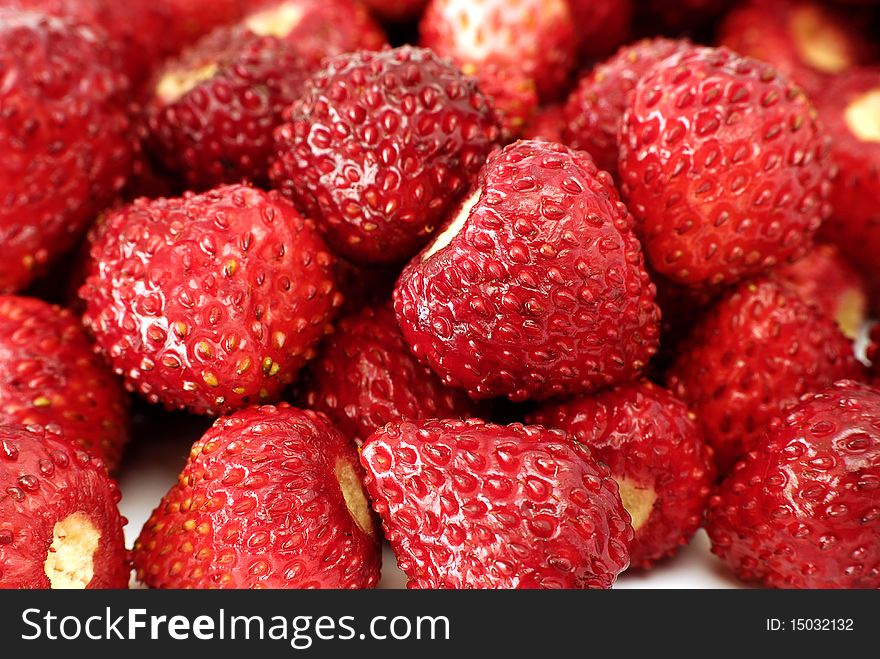 Red wild strawberries made out. Red wild strawberries made out