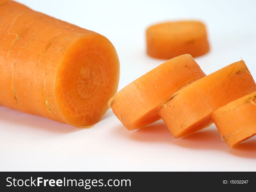 Sliced carrot on the white background. Sliced carrot on the white background