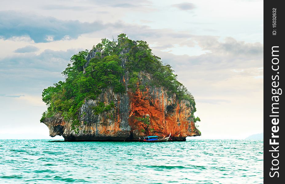 High cliffs on the tropical island