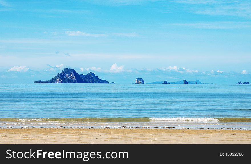 High cliffs on the tropical island. Exotic tropical landscape.