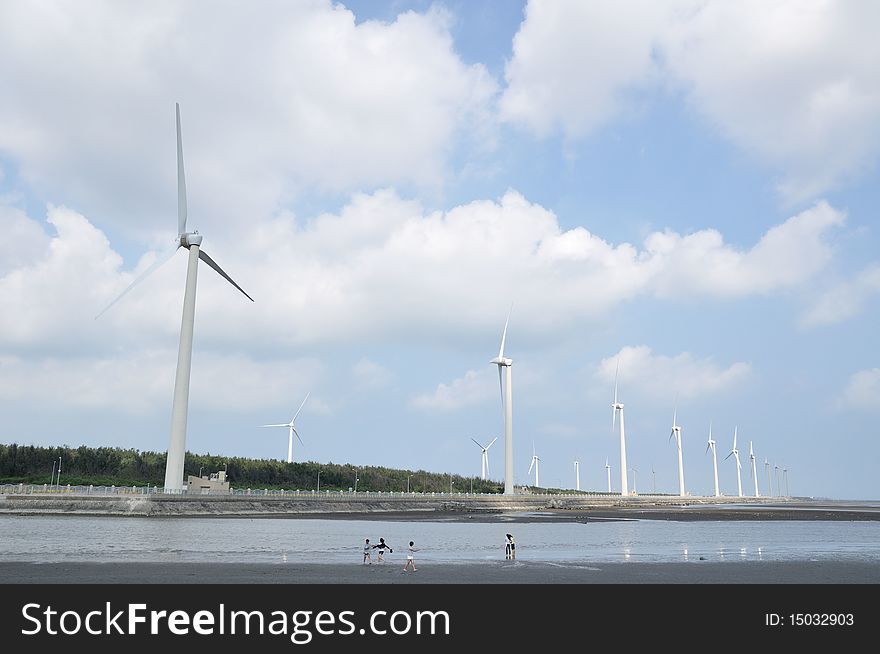 A beautiful landscape at the wind-power station. A beautiful landscape at the wind-power station