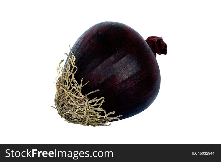 Red onion isolated on white background.