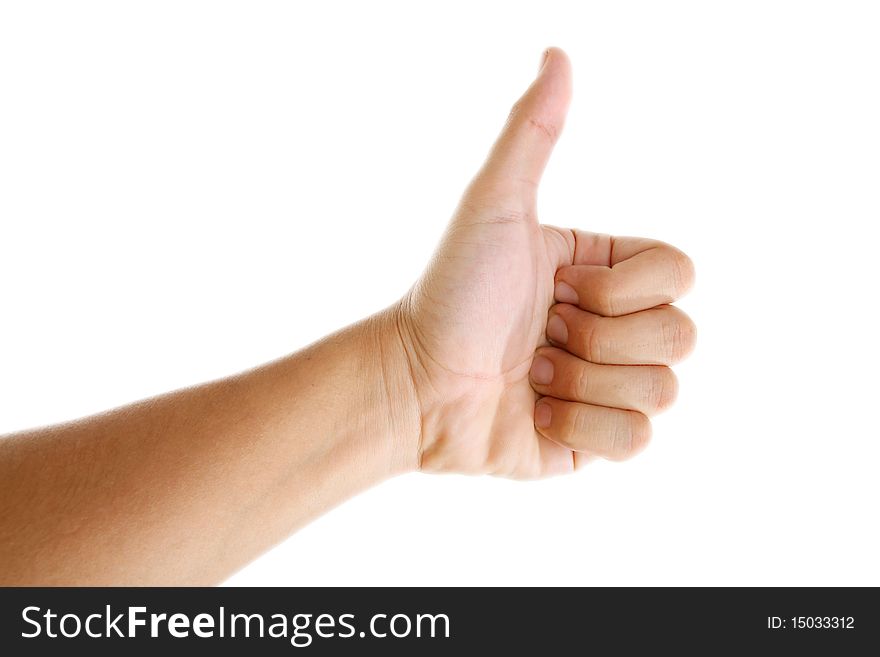 Ok hand sign over white background. Isolated image. Ok hand sign over white background. Isolated image