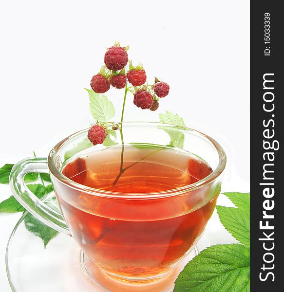 Fruit raspberry tea with fresh berries