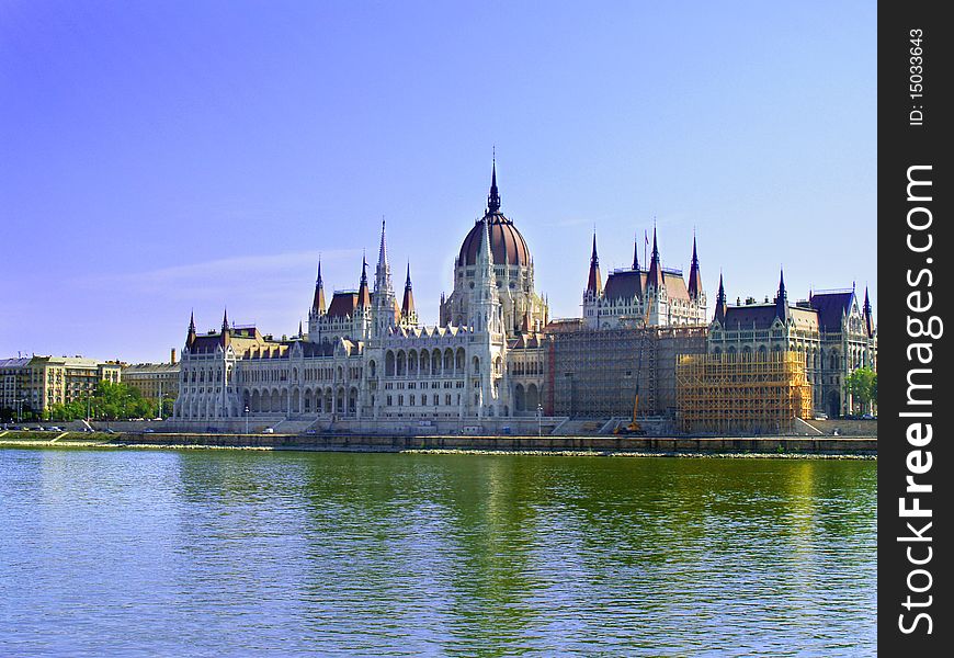 Parliament in Budapest. Hungary. Danube river.