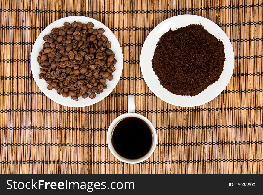 Choice of coffee from beans, ground and beverage. Choice of coffee from beans, ground and beverage