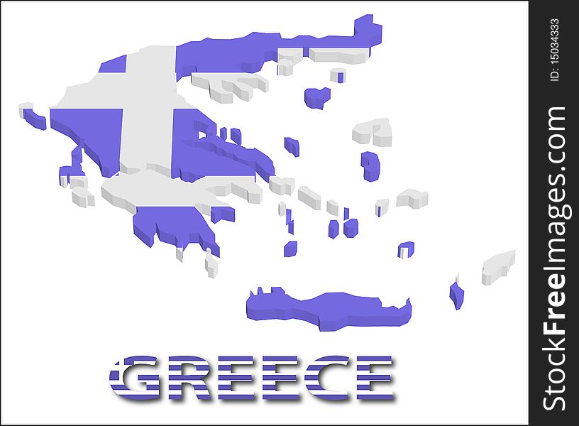 Greece territory with flag texture. Illustration. EPS10