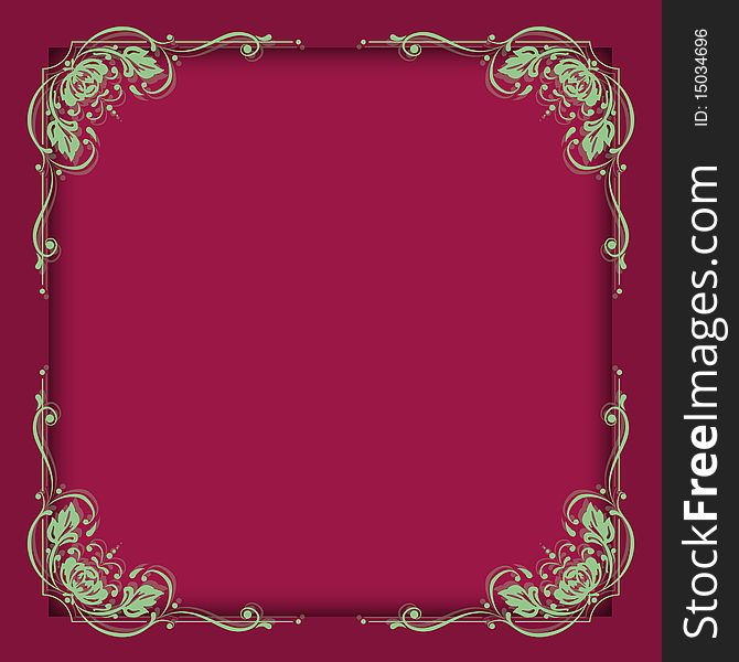 Red wine-colored background with ornamental decorative frame