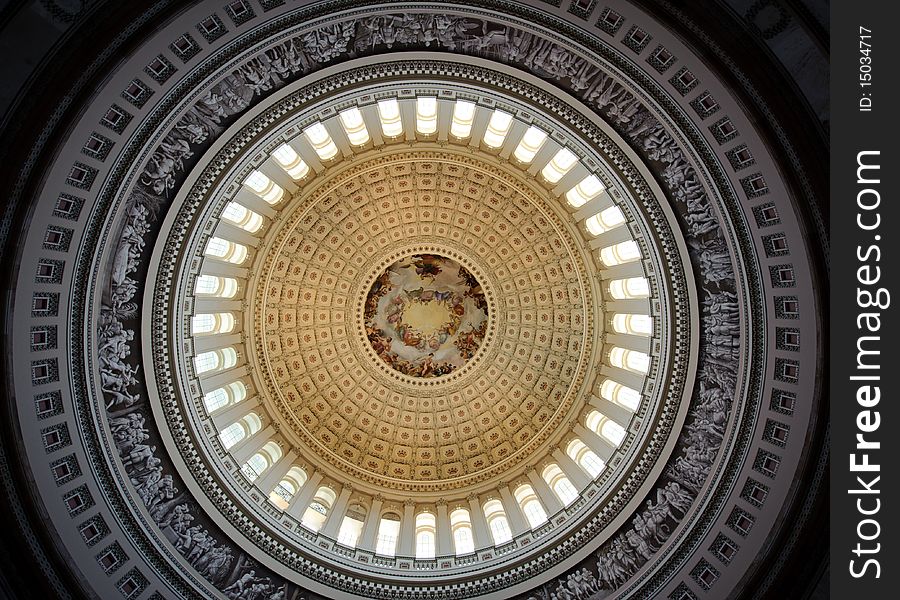 The US Capitol dome as viewed from below. The US Capitol dome as viewed from below.