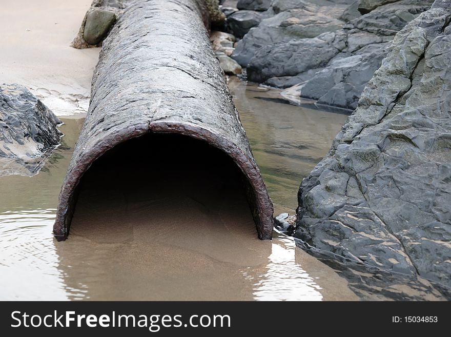 Rusty Overflow Seashore Pipe