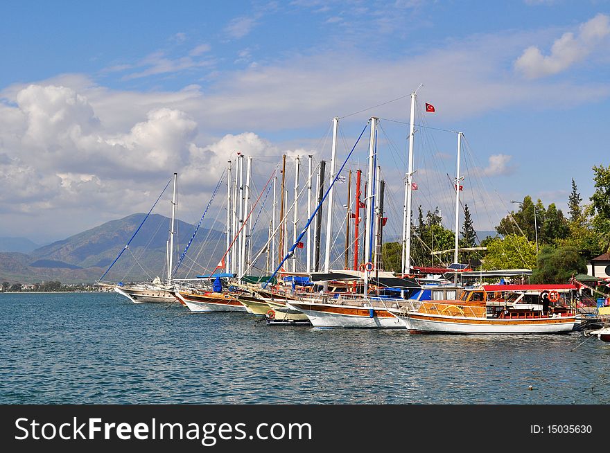 Yachts in port. Turkey.