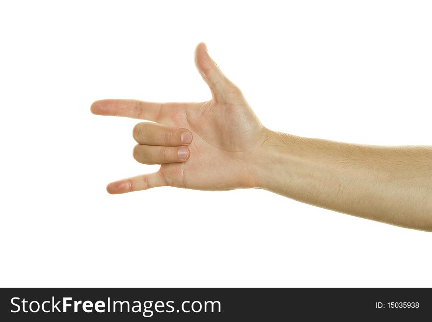 Man's hand symbol hip hop YO. Isolated on white background. Man's hand symbol hip hop YO. Isolated on white background