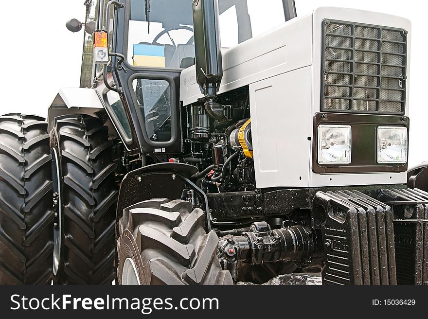 Isolated tractor prepared for sale