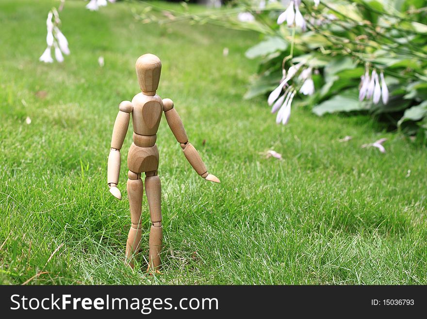 Puppet walks on Lawn, enjoy the summer time.