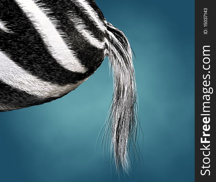 3d image of the ass and the tail of a zebra