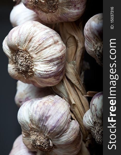 Close up image of several garlic