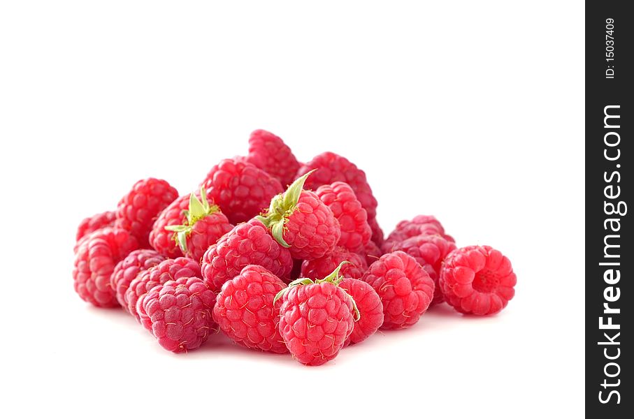Fresh Ripe Raspberries Isolated On White