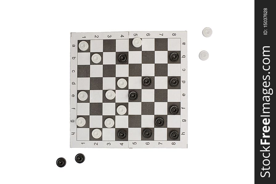 Checkers on a white background