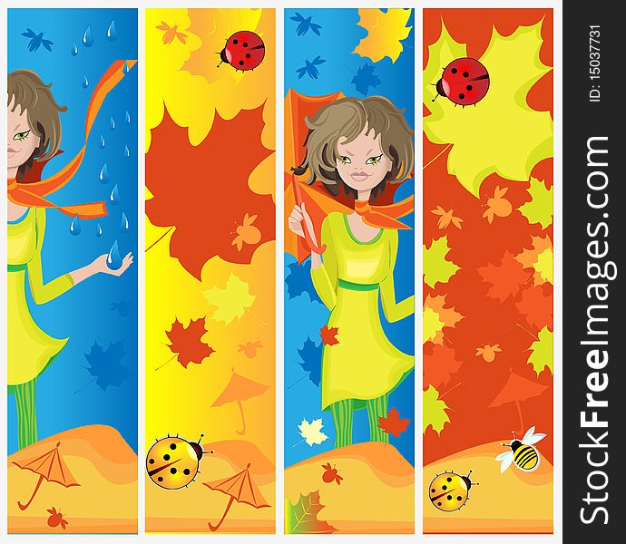 Vector illustration of autumn banners