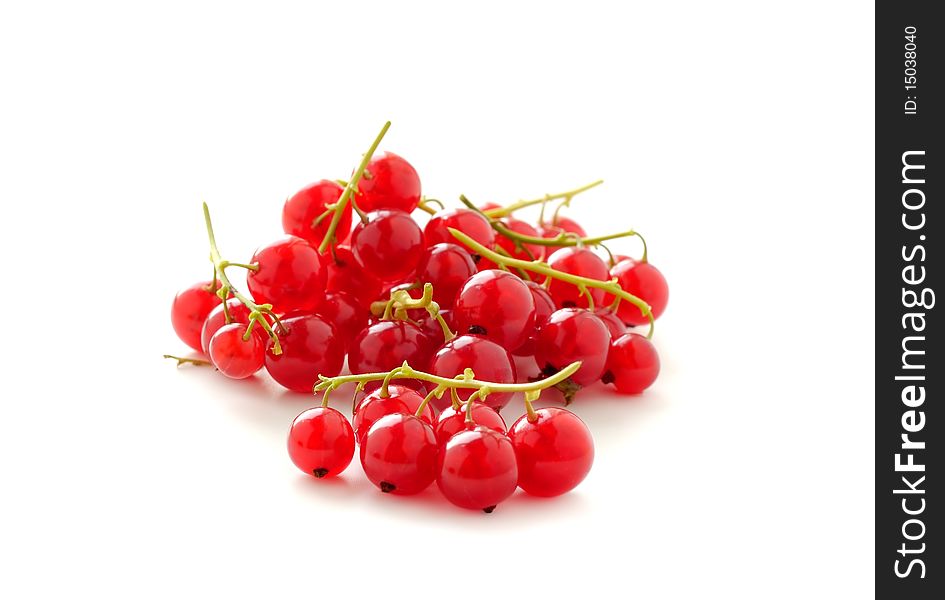 Pile of Fresh Ripe Red Currants Isolated on White Background