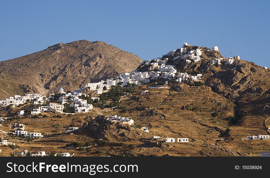 White greek church as you enter Ios from the sea. White greek church as you enter Ios from the sea