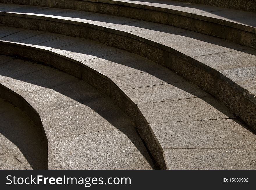 Deep  granite stairs of a modern building