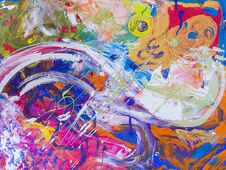 Picture, Abstract Painted Canvas As Multicolor Background Stock Photo